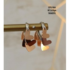 Silver hanging hearts huggie earrings